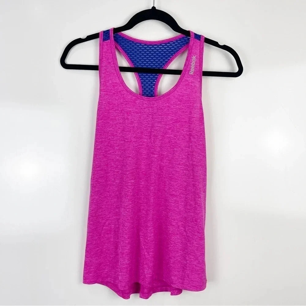 Reebok Pink Racerback Work Out Running Tank Top Size Small